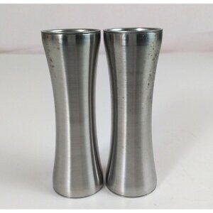 Vintage Foley Script MCM Stainless Silver Salt & Pepper Shakers